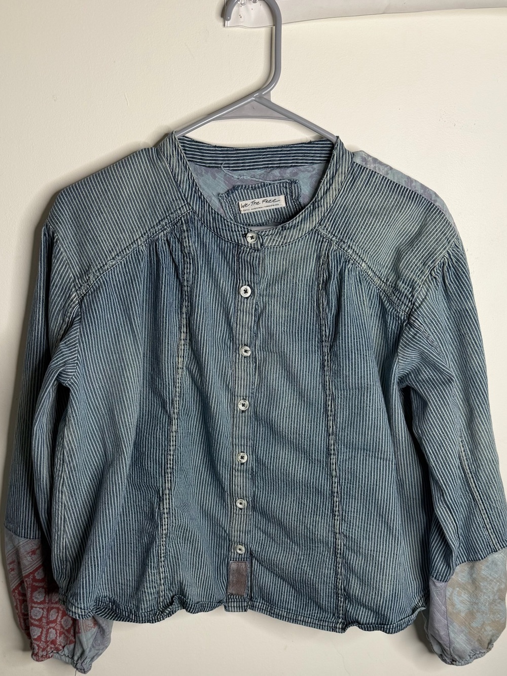 We The Free Blue Striped Button-Down Henley